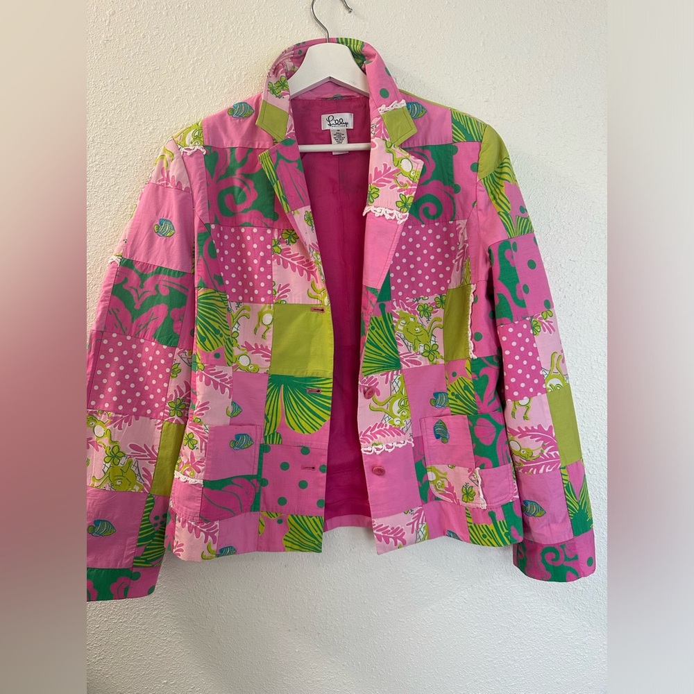 Euc Pink Pattern Lilly Pulitzer Patch Blazer. - image 1